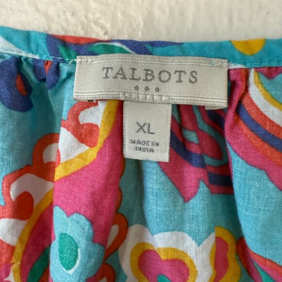 Talbots Multicolor abstract print babydoll blouse size XL - Picture 2 of 10